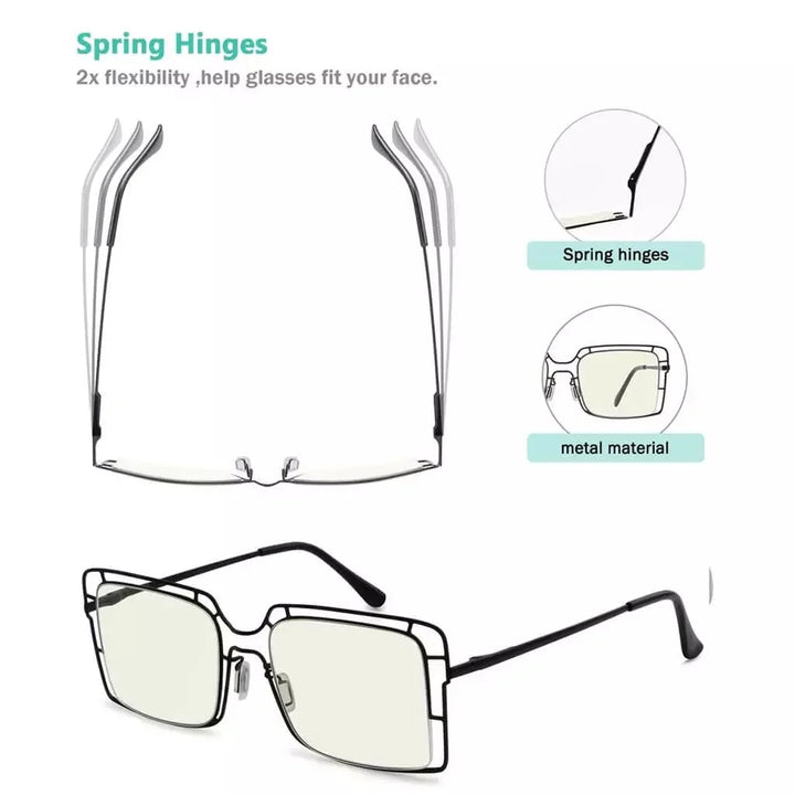 4 Pack Thin Metal Hollow Blue Light Filter Readers UV2301