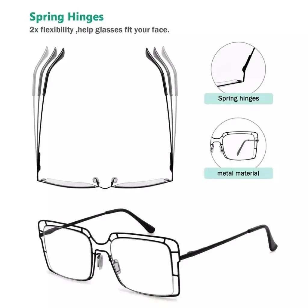 4 Pack Thin Metal Hollow Frame Reading Glasses R2301