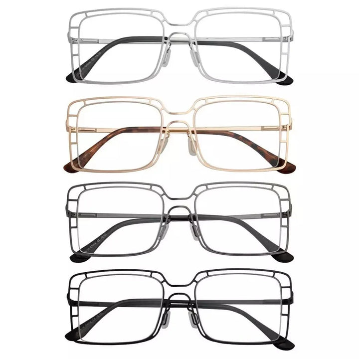 4 Pack Thin Metal Hollow Frame Reading Glasses R2301