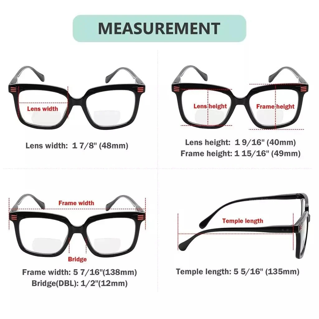 4 Pack Trendy Classic Bifocal Reading Glasses BR2108