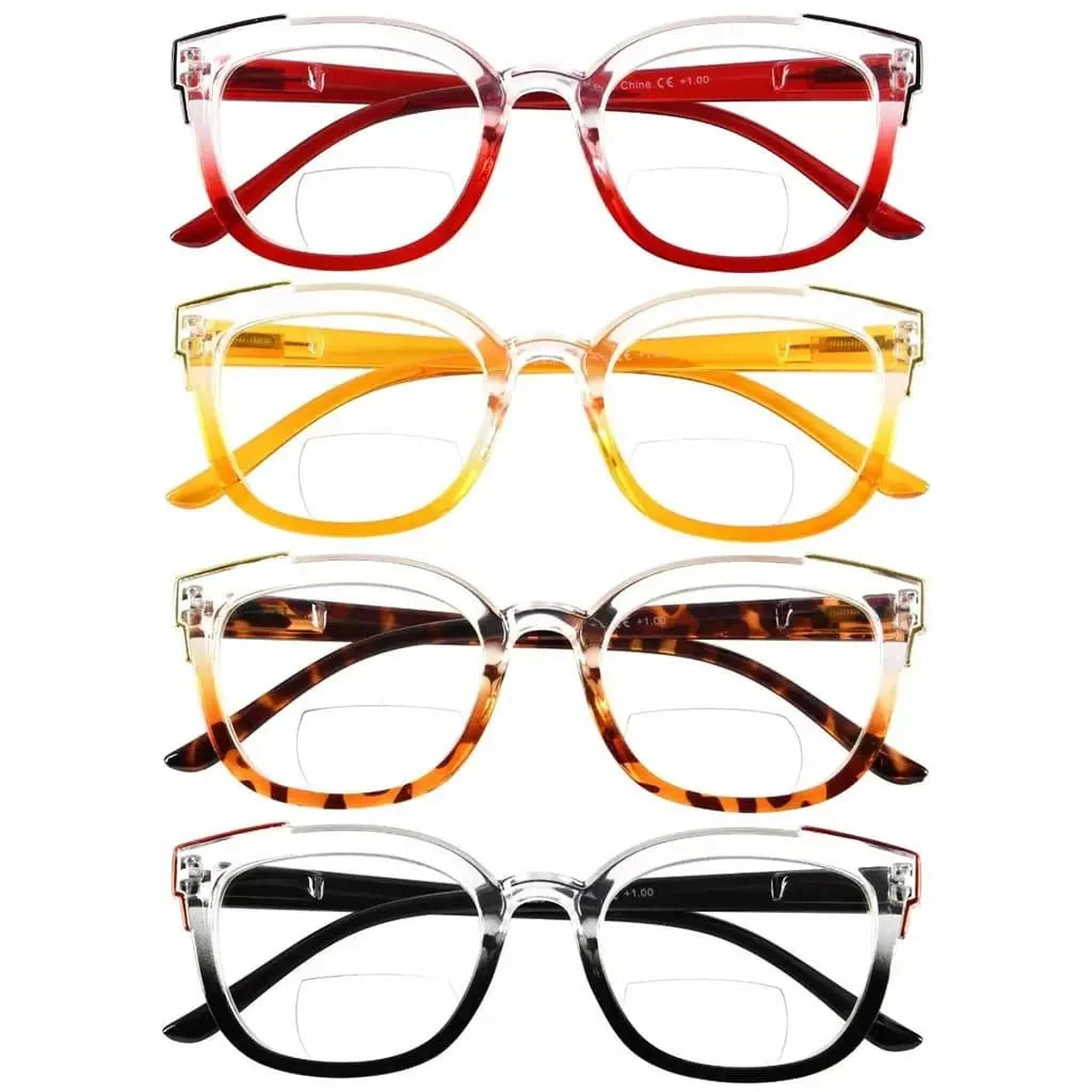 4 Pack Two Tone Bifocal Reading Glasses BR2114
