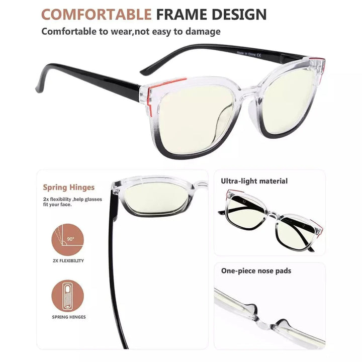 4 Pack Two Tone Blue Light Filter Reading Glasses UV2114