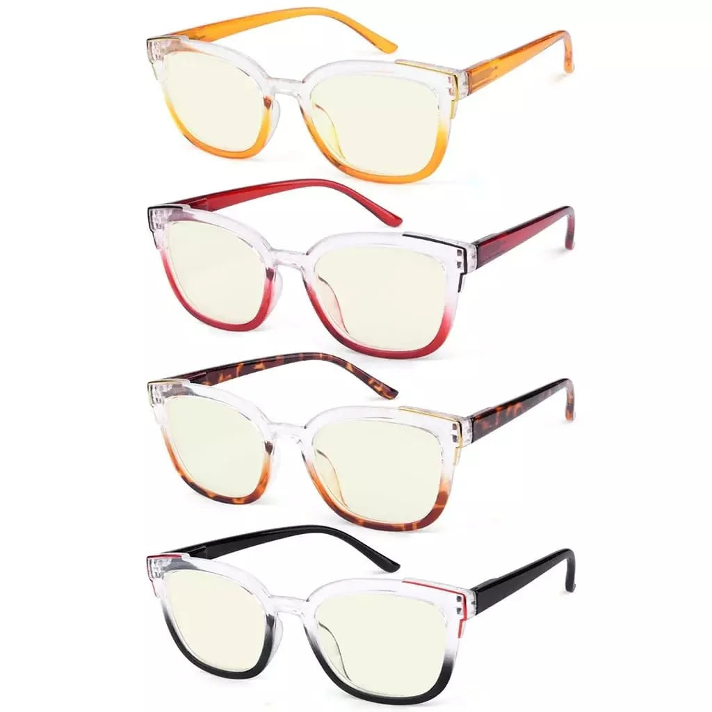 4 Pack Two Tone Blue Light Filter Reading Glasses UV2114