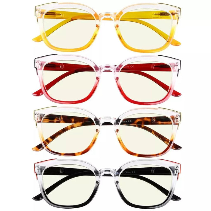 4 Pack Two Tone Blue Light Filter Reading Glasses UV2114