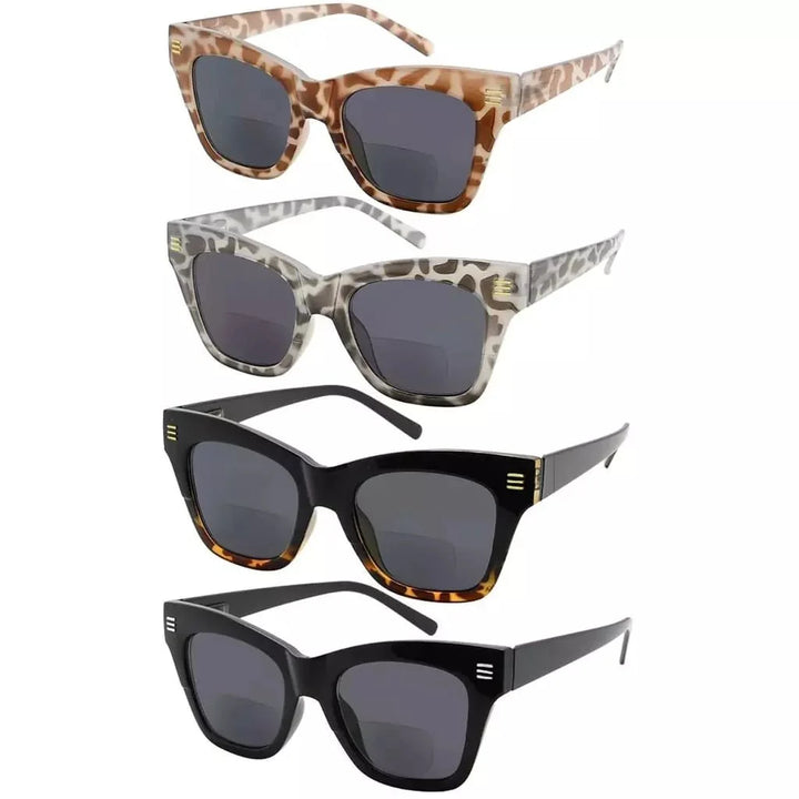 4 Pack Vintage Bifocal Reading Sunglasses Thick Frame Readers SBR2111