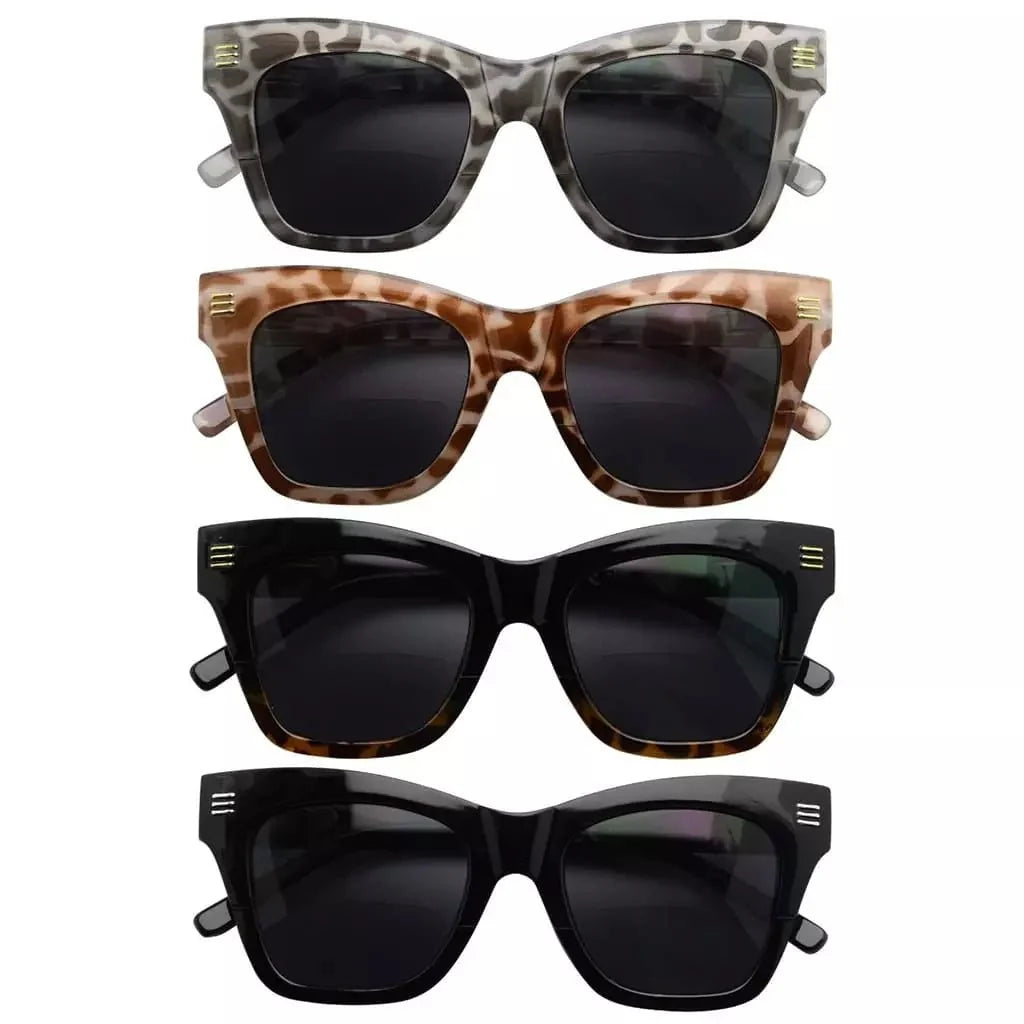 4 Pack Vintage Bifocal Reading Sunglasses Thick Frame Readers SBR2111