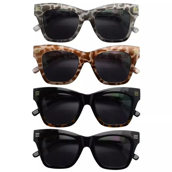 4 Pack Vintage Bifocal Reading Sunglasses Thick Frame Readers SBR2111