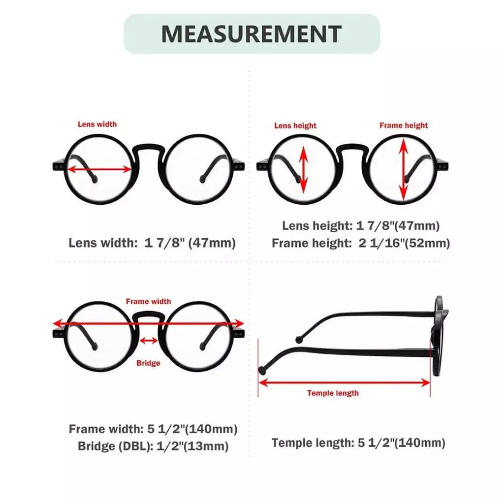 4 Pack Vintage Round Reading Glasses Retro Readers R2140