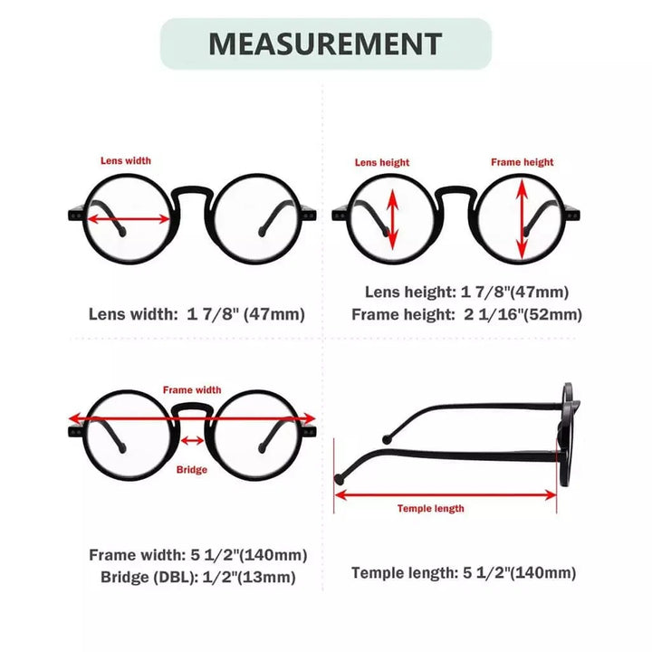4 Pack Vintage Round Reading Glasses Retro Readers R2140