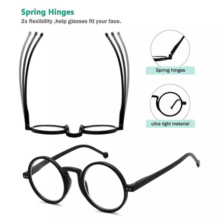4 Pack Vintage Round Reading Glasses Retro Readers R2140