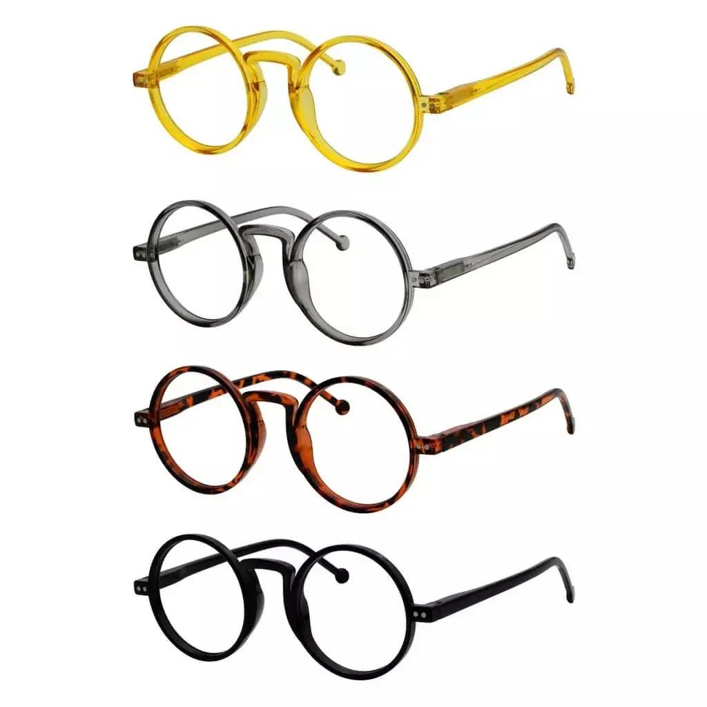 4 Pack Vintage Round Reading Glasses Retro Readers R2140