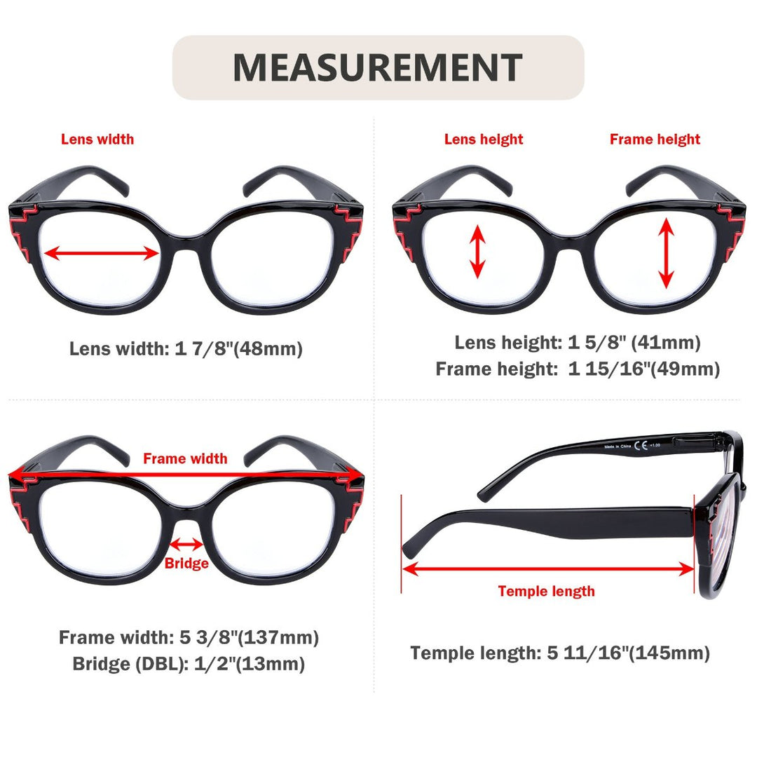 5 Pack Cat-eye Reading Glasses Fashion Readers R2119