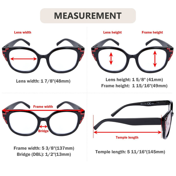 5 Pack Cat-eye Reading Glasses Fashion Readers R2119