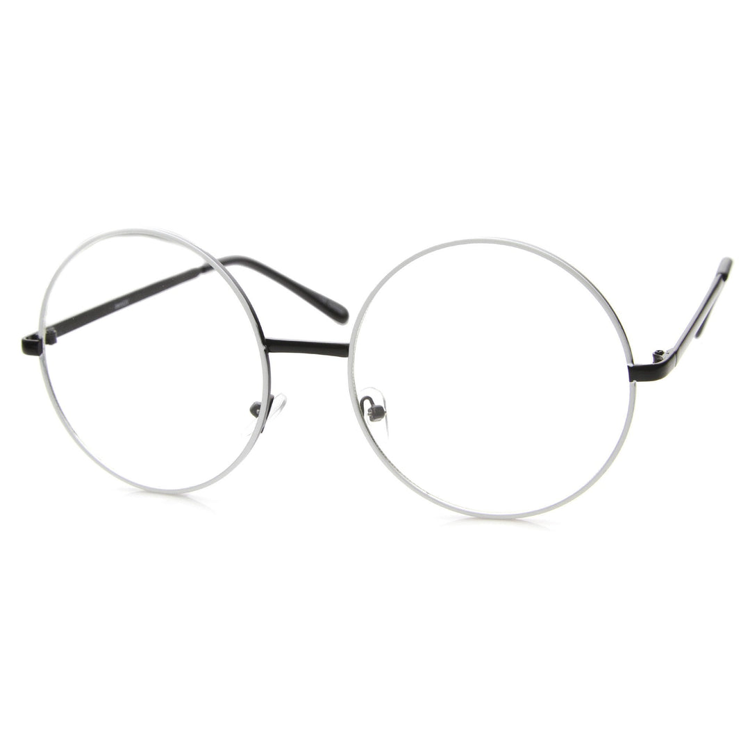 1920's Vintage Era Large Round Metal Clear Lens Glasses
