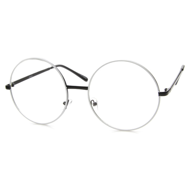 1920's Vintage Era Large Round Metal Clear Lens Glasses