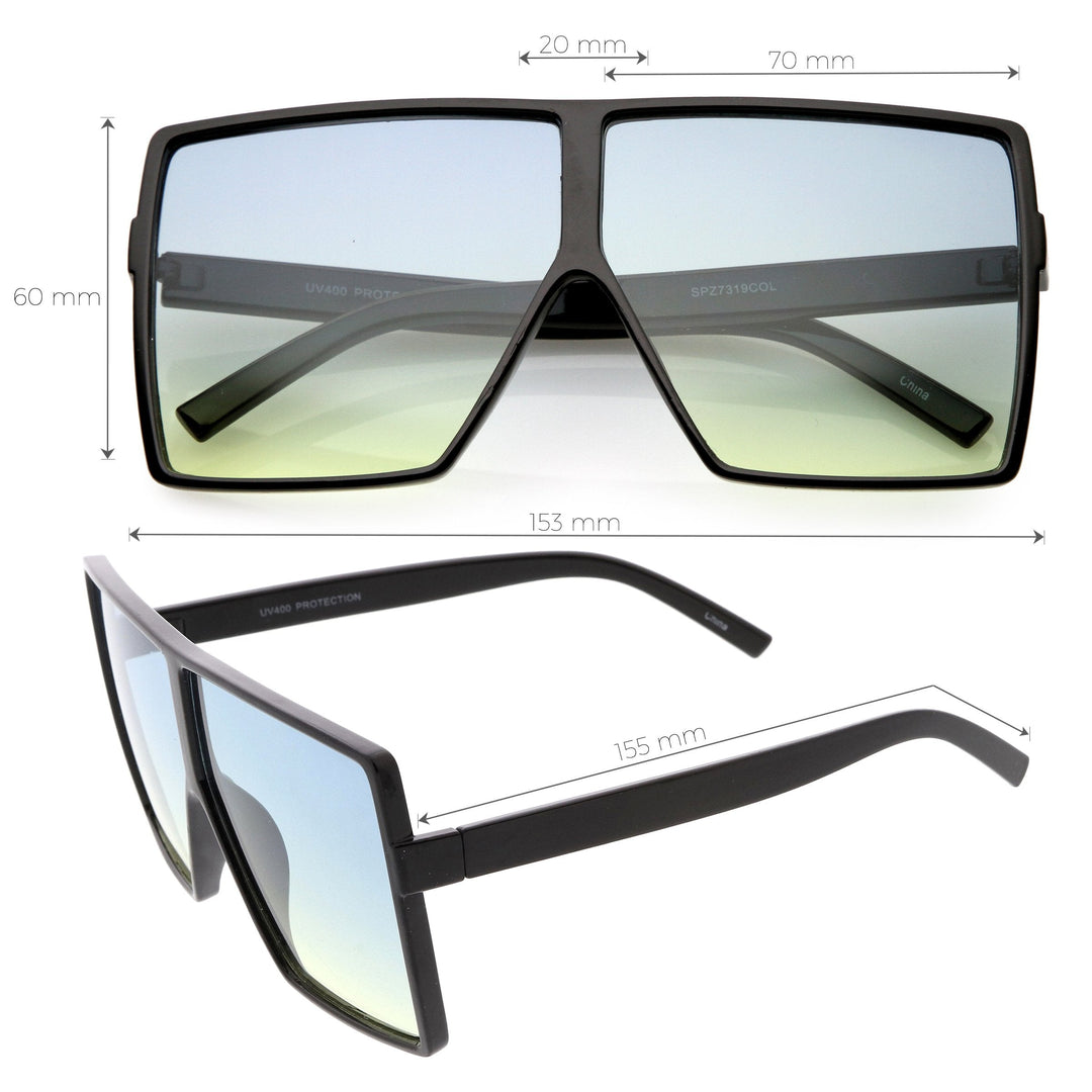 Oversize Retro Modern Flat Lens Flat Top Translucent Sunglasses C730