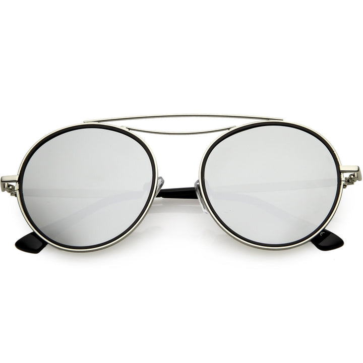 Retro Polarized Round Metal Aviator Mirrored Lens Sunglasses C821