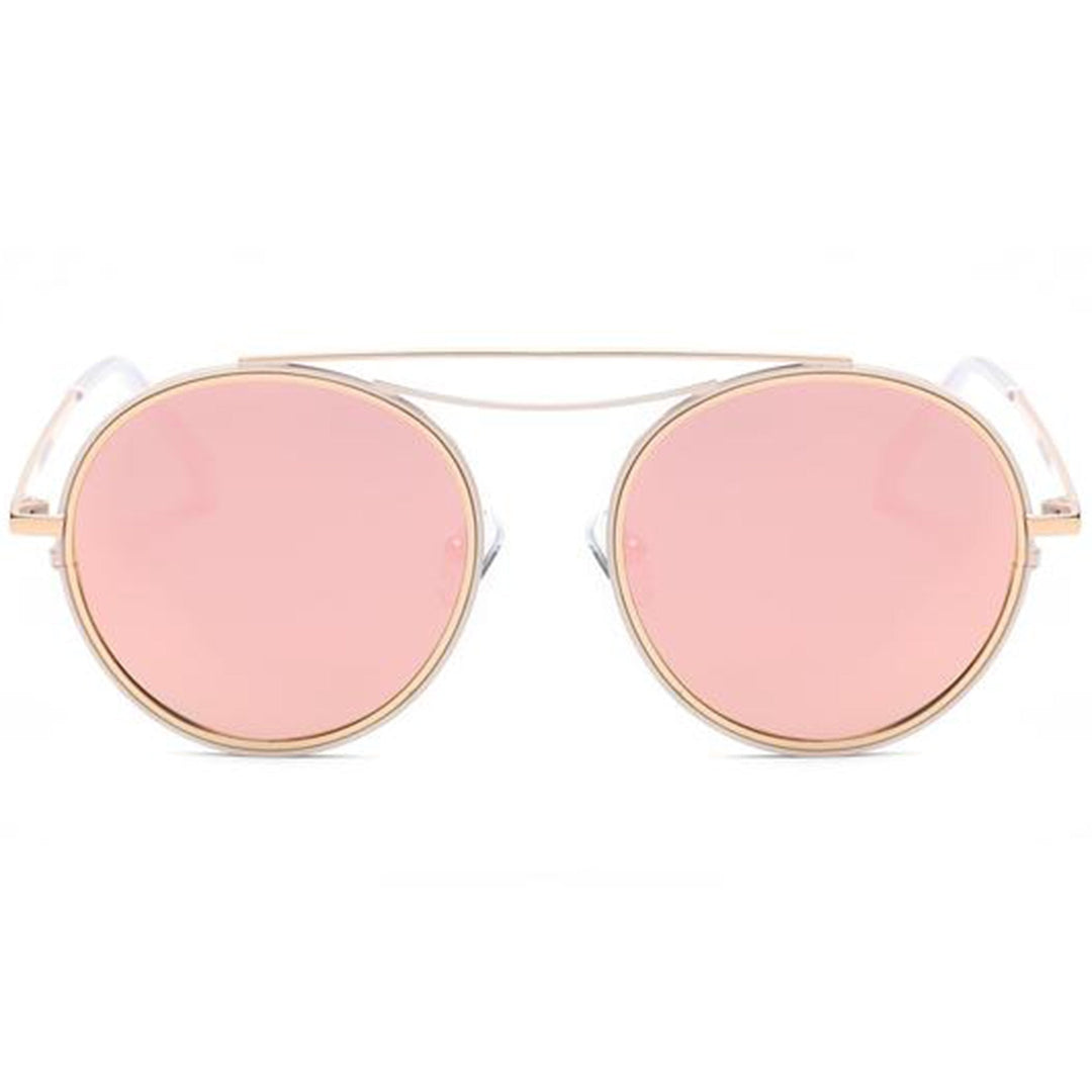 Retro Polarized Round Metal Aviator Mirrored Lens Sunglasses C821
