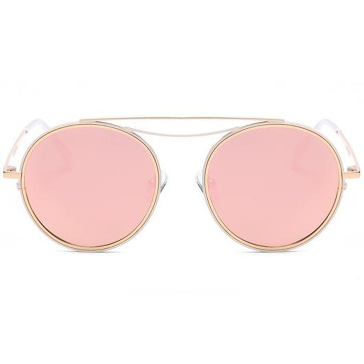 Retro Polarized Round Metal Aviator Mirrored Lens Sunglasses C821