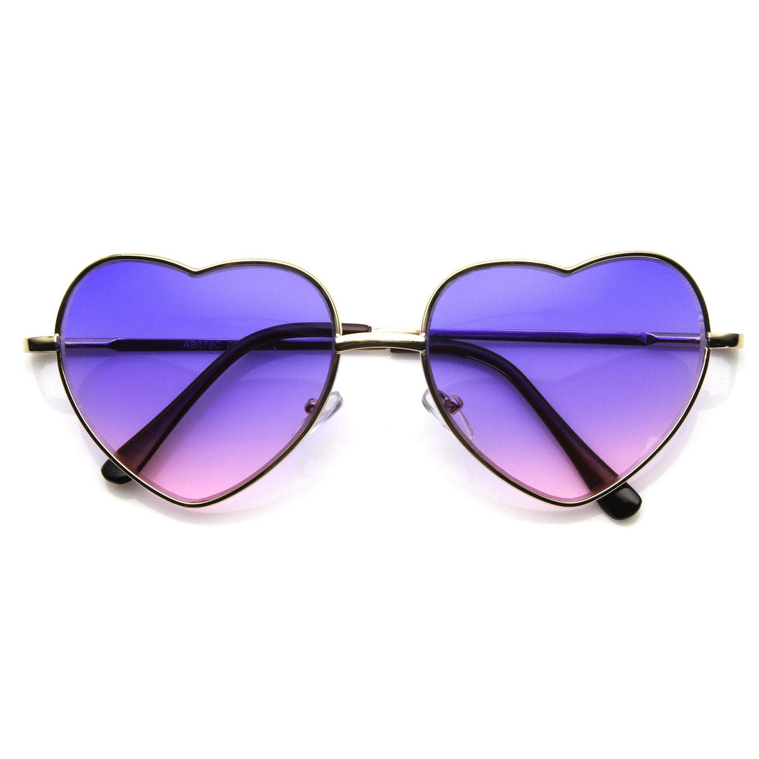 Cute Metal Heart Shape Rainbow Color Lens Sunglasses 9205