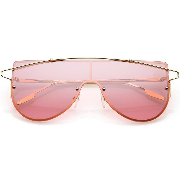 Retro Futuristic Shield Mono Lens Color Tone Sunglasses C484