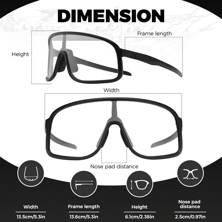 ROCKBROS Cycling Sunglasses Photochromic Polarized Sports Glasses UV400 Unisex