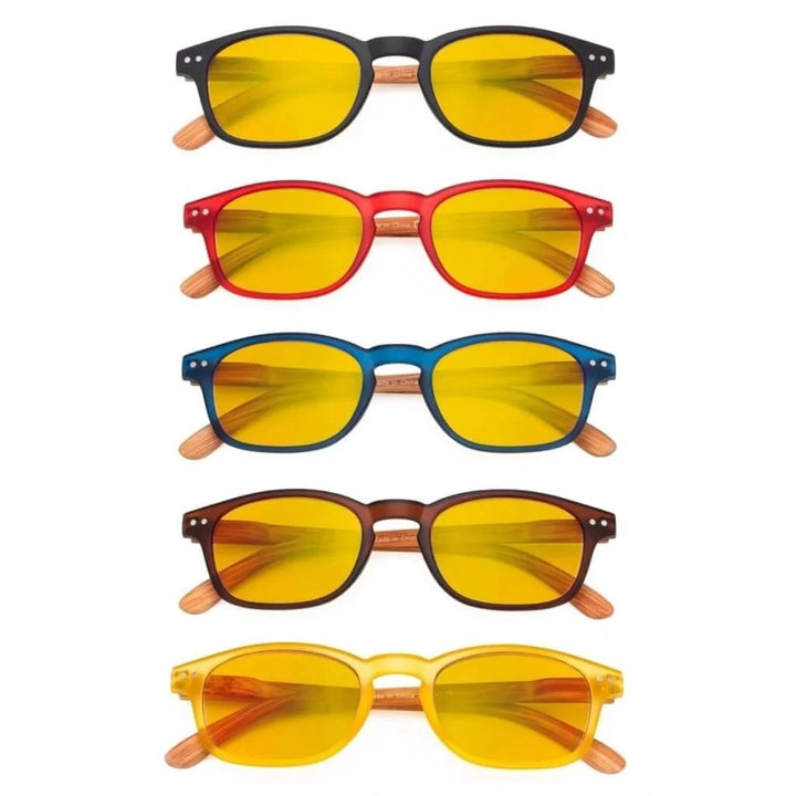 5 Pack Bamboo-look Temple Blue Light Blocking Readers HP034