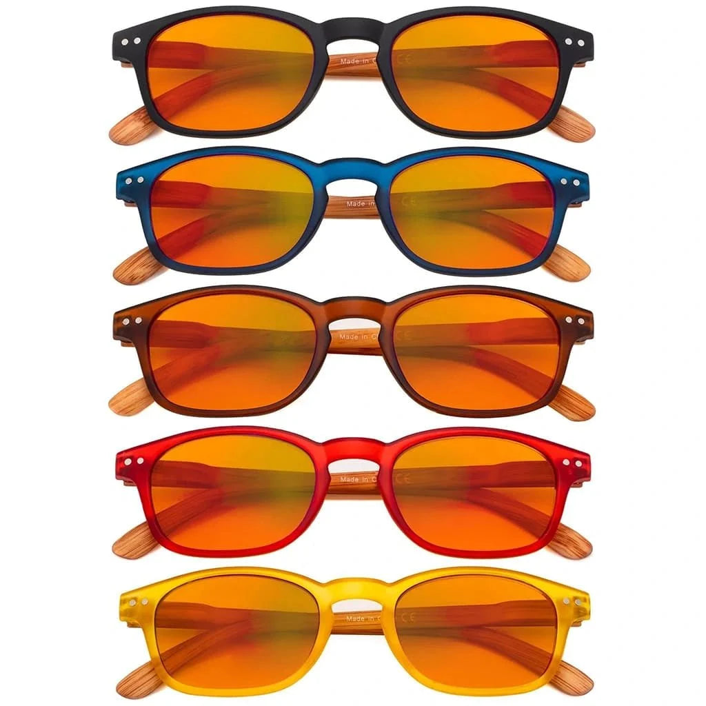 5 Pack Blue Light Blocking Glasses Orange Tinted Lens DS034