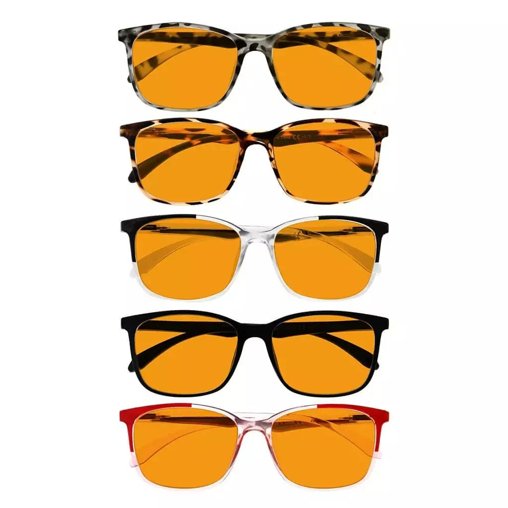 5 Pack Blue Light Blocking Readers Orange Tinted DS9113