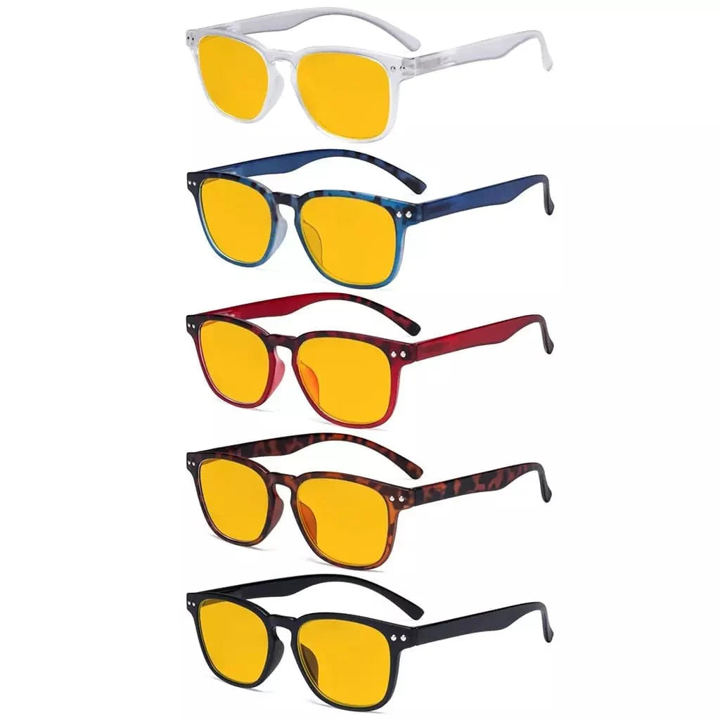5 Pack Blue Light Blocking Reading Glasses Amber Lens HP079