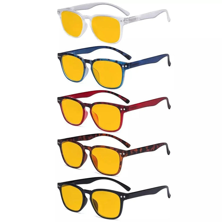 5 Pack Blue Light Blocking Reading Glasses Amber Lens HP079