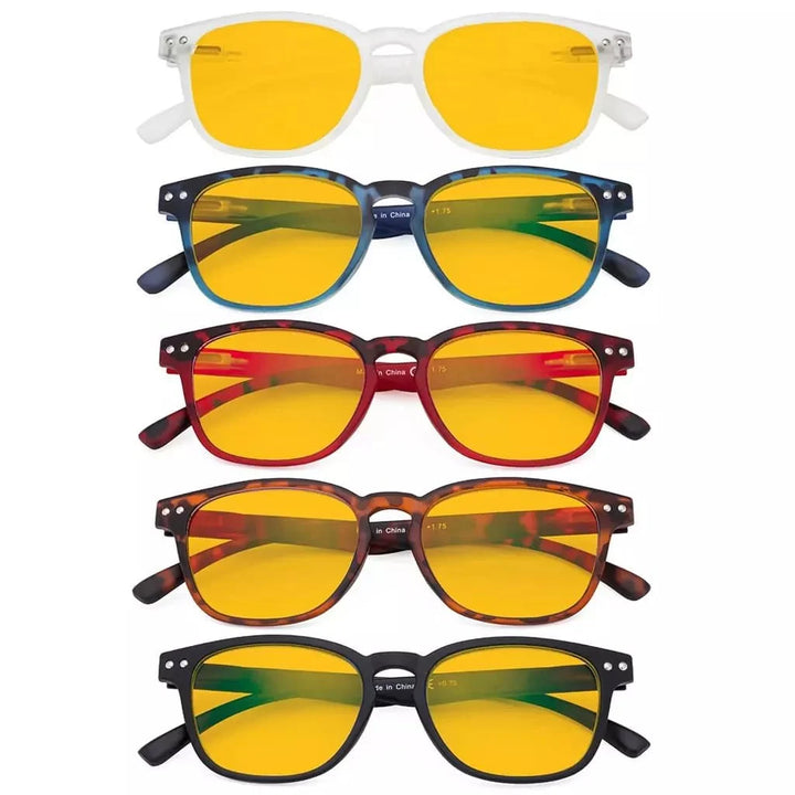 5 Pack Blue Light Blocking Reading Glasses Amber Lens HP079