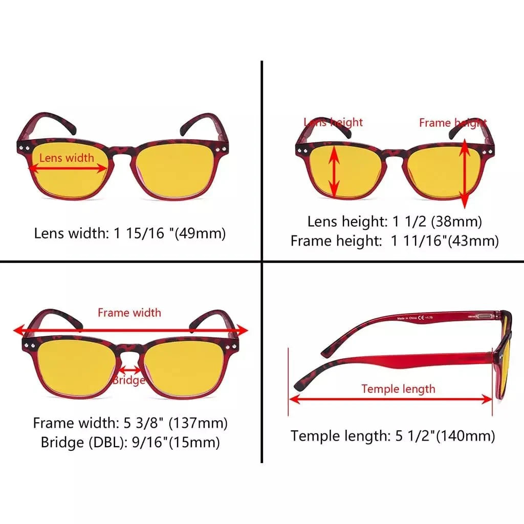 5 Pack Blue Light Blocking Reading Glasses Amber Lens HP079
