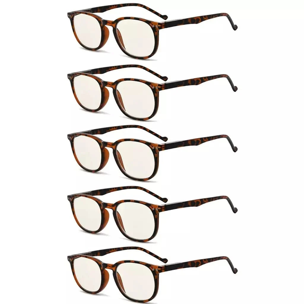5 Pack Blue Light Blocking Reading Glasses Vintage Oval Readers CG065