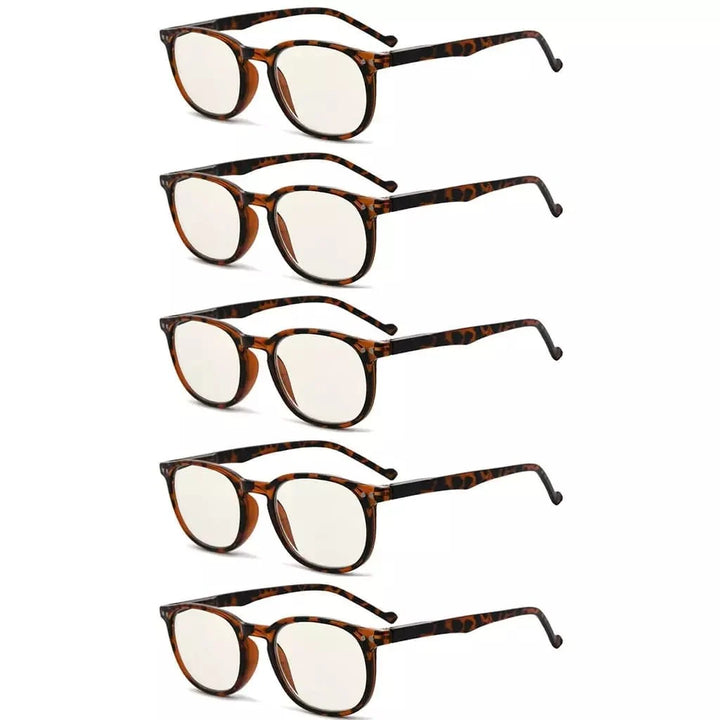 5 Pack Blue Light Blocking Reading Glasses Vintage Oval Readers CG065