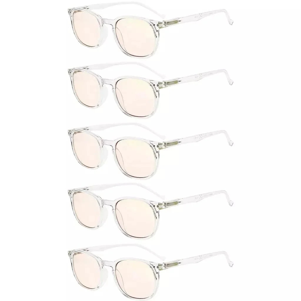 5 Pack Blue Light Blocking Reading Glasses Vintage Oval Readers CG065