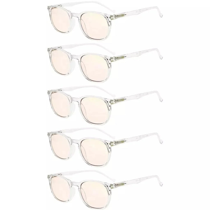 5 Pack Blue Light Blocking Reading Glasses Vintage Oval Readers CG065