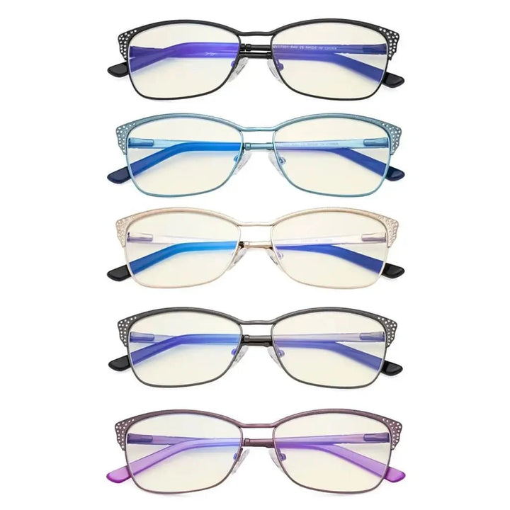 5 Pack Blue Light Filter Eyeglasses with Crystals UV17001