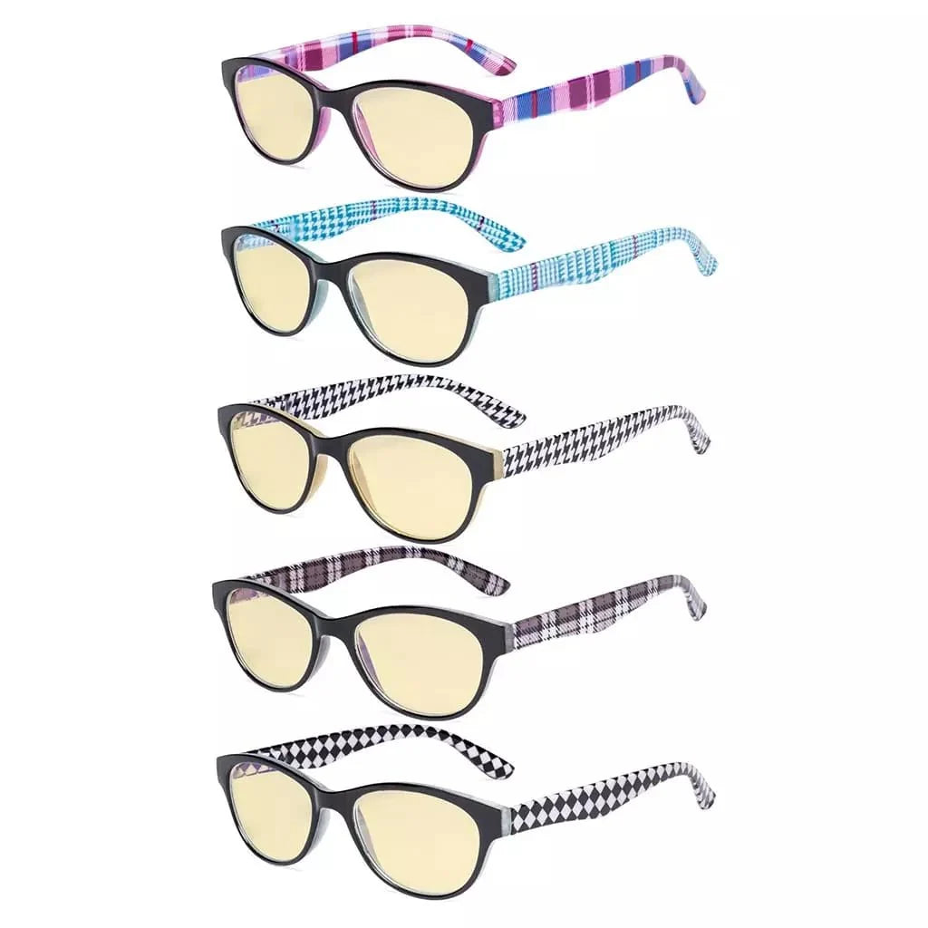 5 Pack Cat-eye Blue Light Blocking Readers Pattern TM074