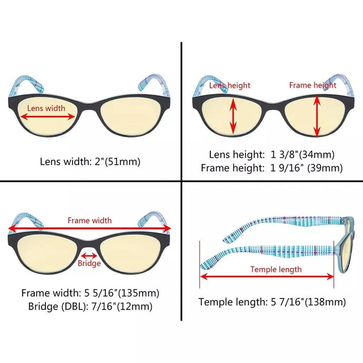 5 Pack Cat-eye Blue Light Blocking Readers Pattern TM074