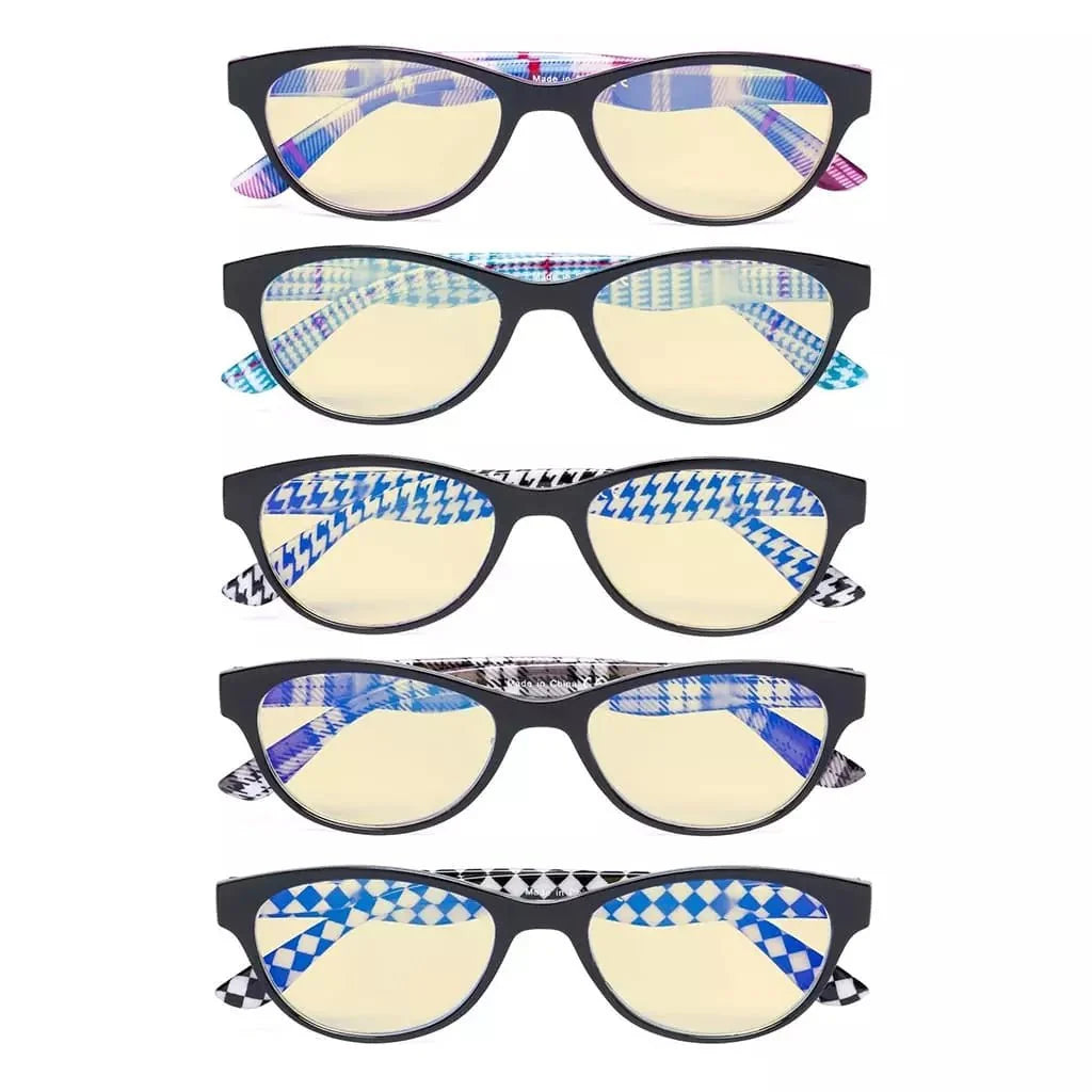 5 Pack Cat-eye Blue Light Blocking Readers Pattern TM074