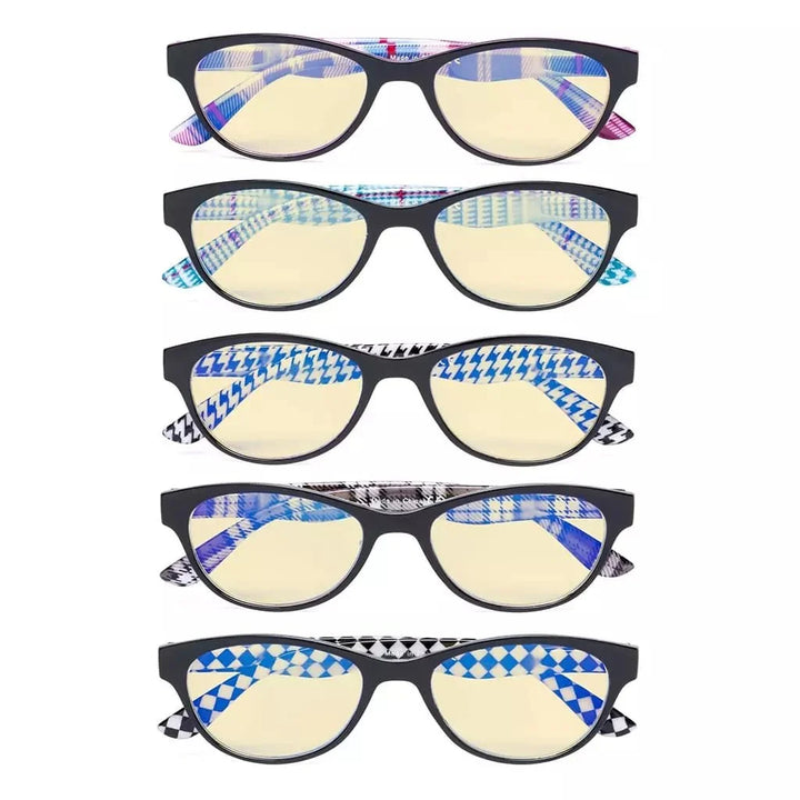 5 Pack Cat-eye Blue Light Blocking Readers Pattern TM074