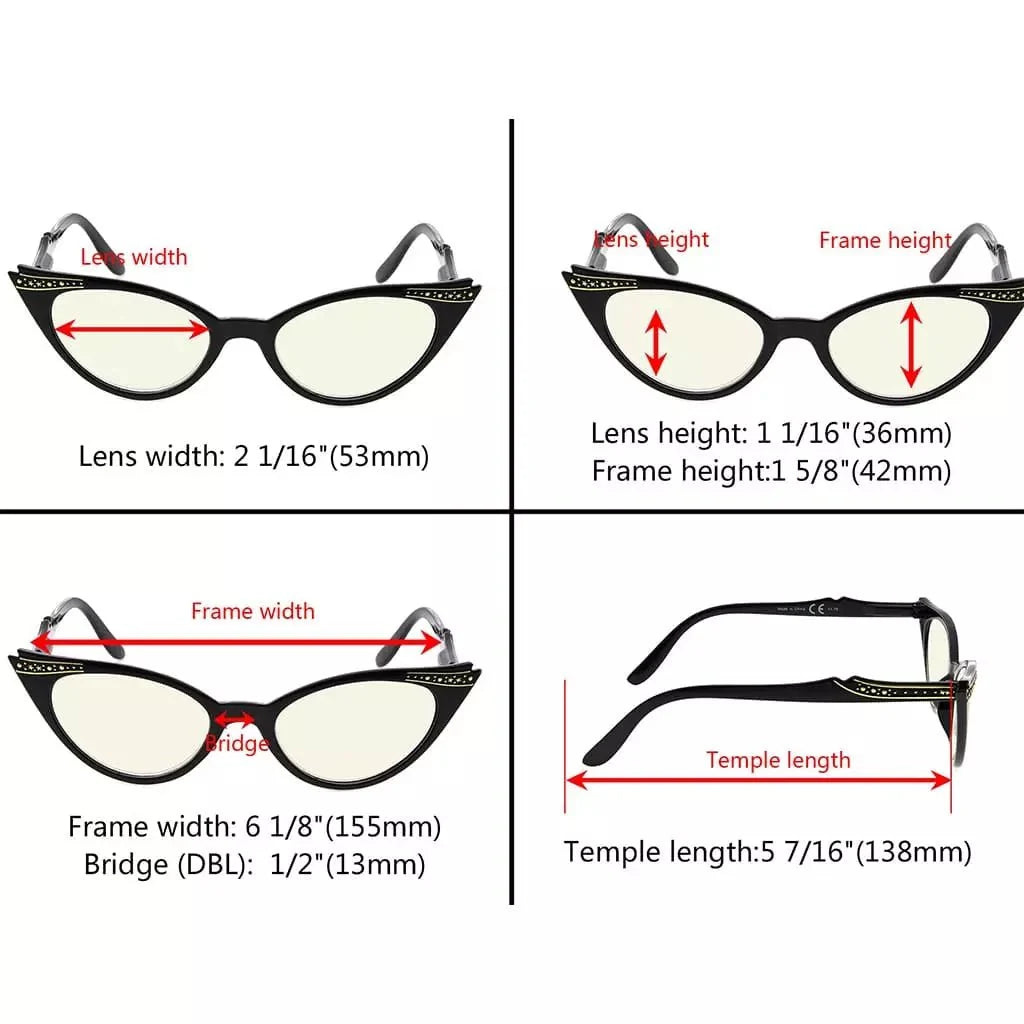5 Pack Cat-eye Blue Light Blocking Reading Glasses CG914