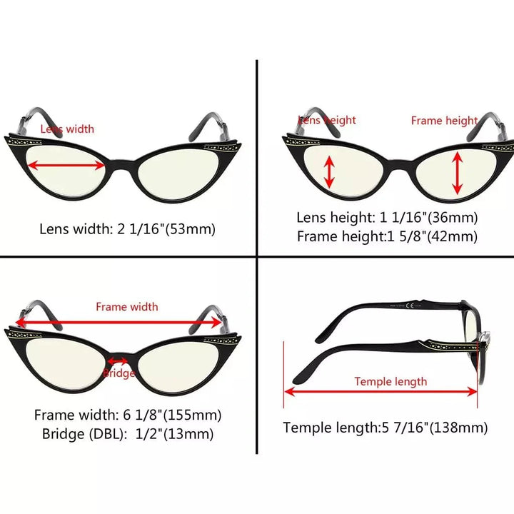 5 Pack Cat-eye Blue Light Blocking Reading Glasses CG914