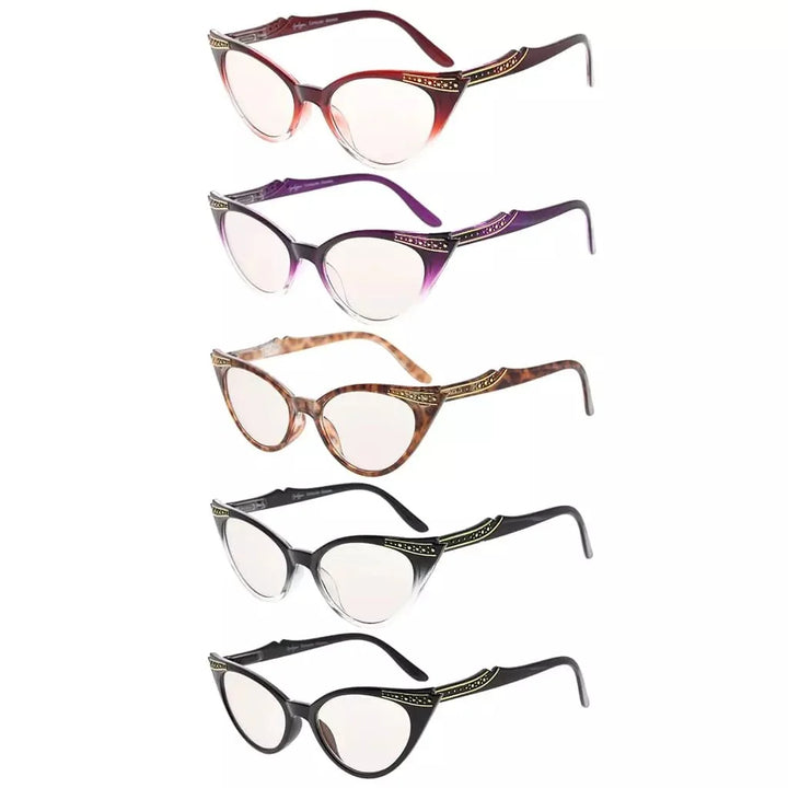 5 Pack Cat-eye Blue Light Blocking Reading Glasses CG914
