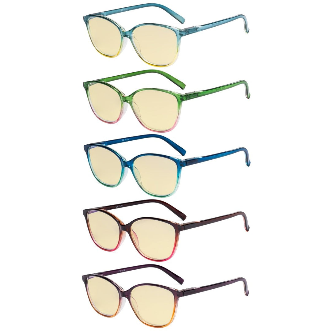 5 Pack Cat-eye Blue Light Blocking Reading Glasses TMFH2