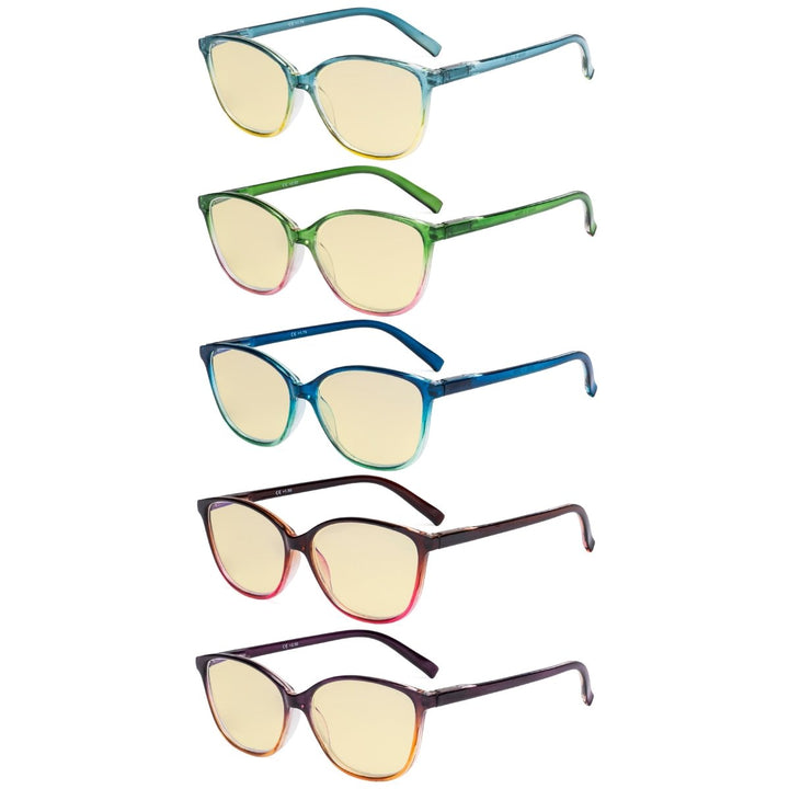 5 Pack Cat-eye Blue Light Blocking Reading Glasses TMFH2