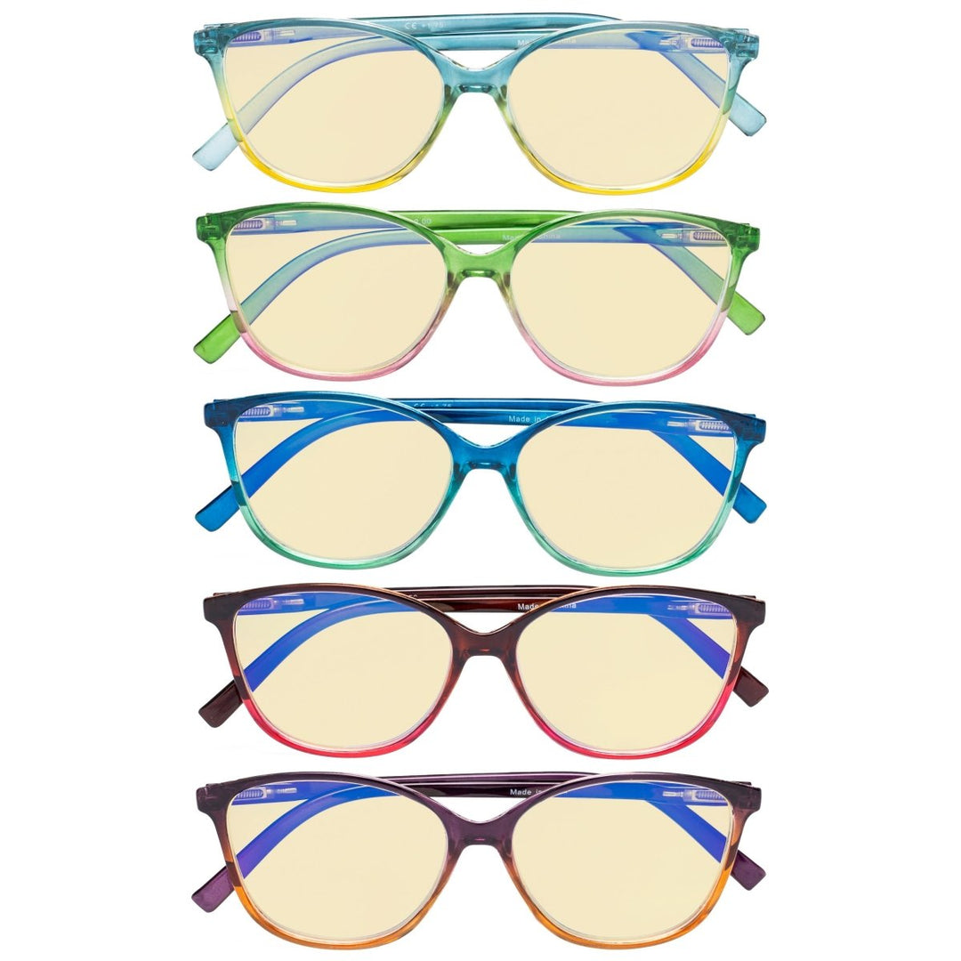 5 Pack Cat-eye Blue Light Blocking Reading Glasses TMFH2
