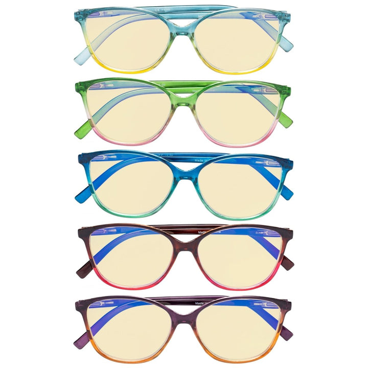 5 Pack Cat-eye Blue Light Blocking Reading Glasses TMFH2