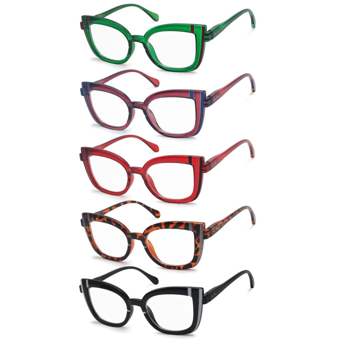 5 Pack Cat Eye Reading Glasses Cute Readers R2117